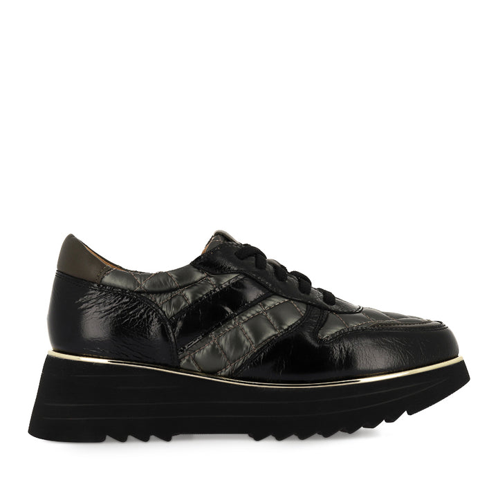 HELENA - BLACK PATENT / KHAKI NYLON