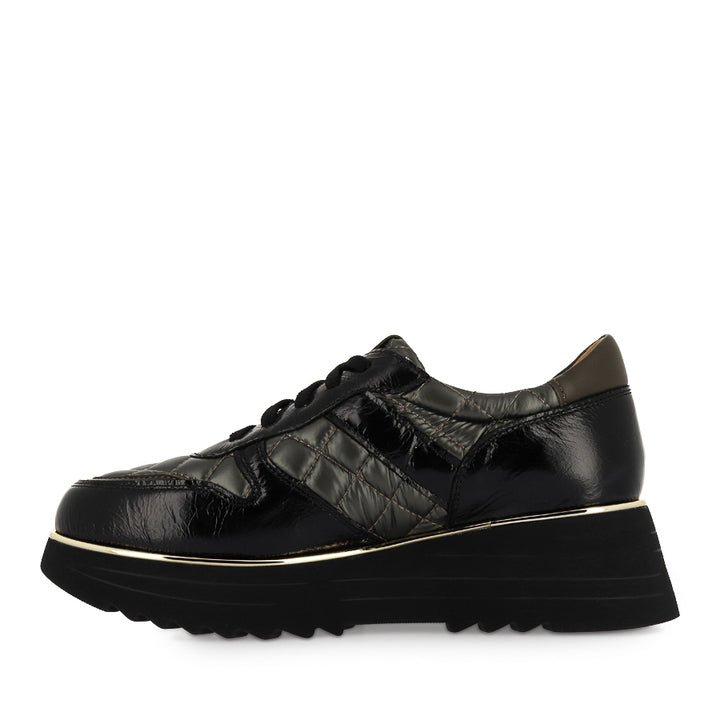 HELENA - BLACK PATENT / KHAKI NYLON