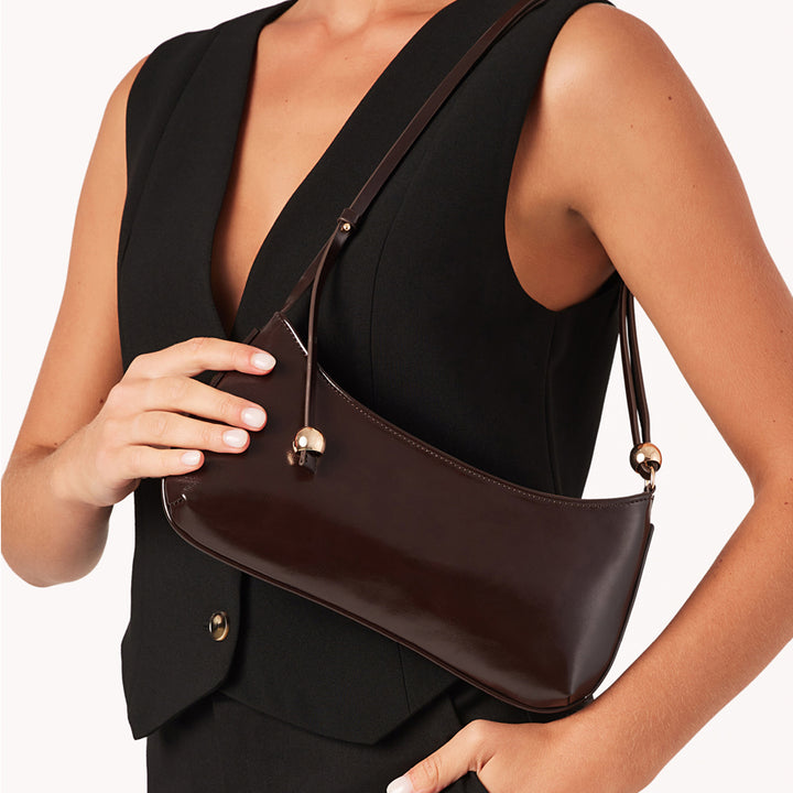 ROSABELLE SHOULDER BAG - CHOCOLATE SHINE