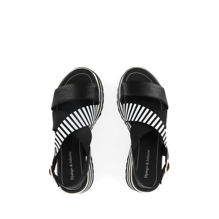 HUNTERS - BLACK LEATHER / BLACK WHITE ELASTIC