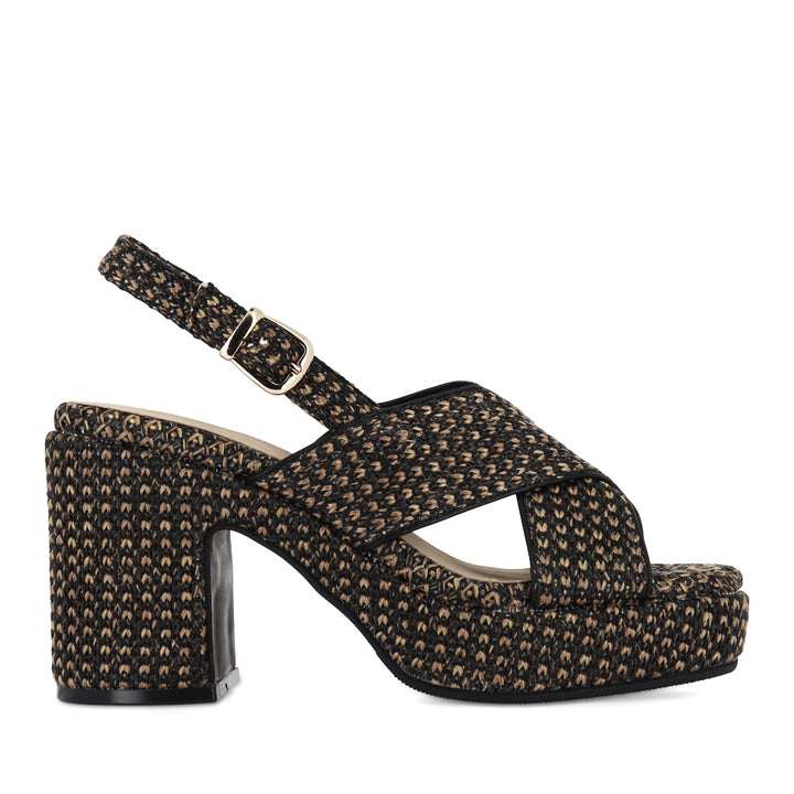 KIPPERS - BLACK/TAN RAFFIA