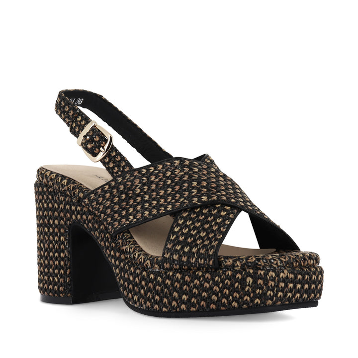 KIPPERS - BLACK/TAN RAFFIA