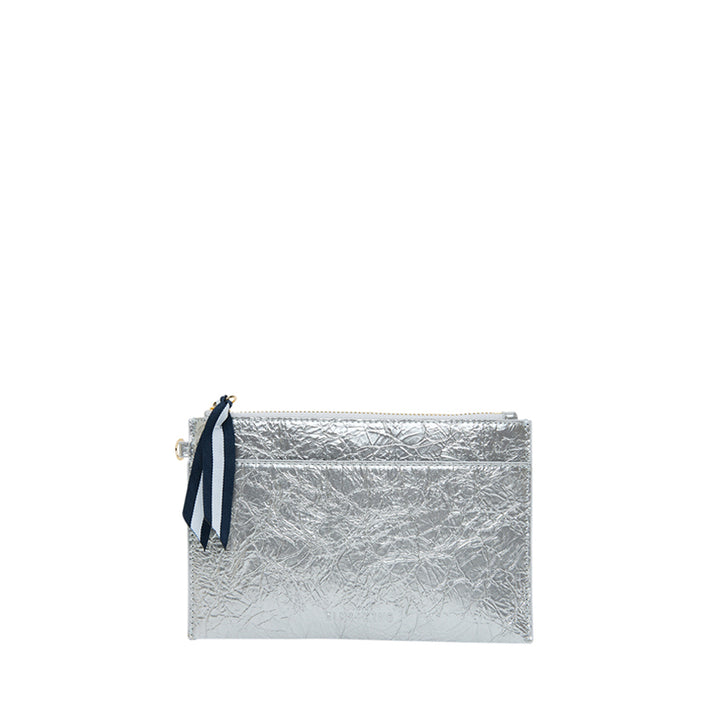 NEW YORK COIN PURSE - SILVER CRINKLE