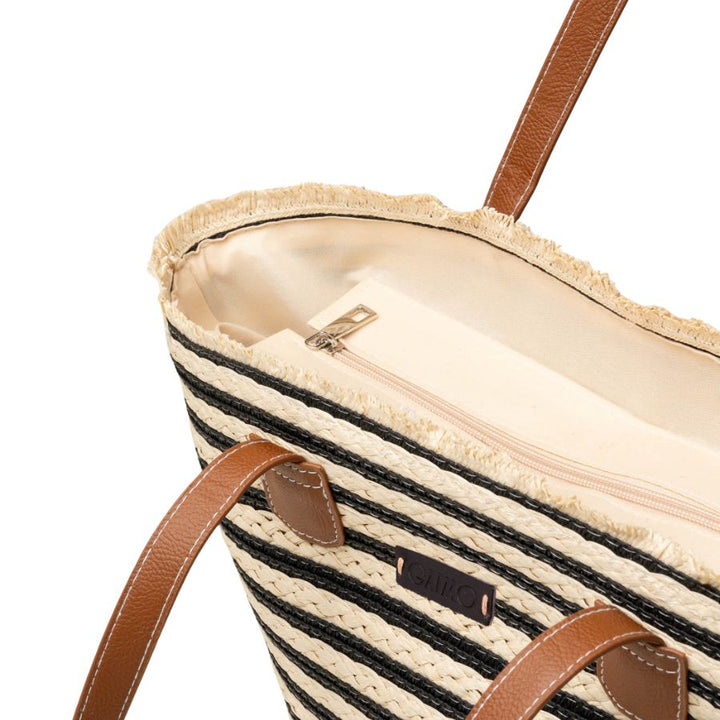 9214 CAMEROS - BLACK/WHITE MULTI RAFIA