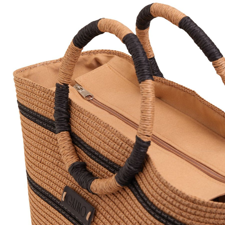 GAI-8953 CIRCLE - NATURAL/BROWN MULTI RAFIA