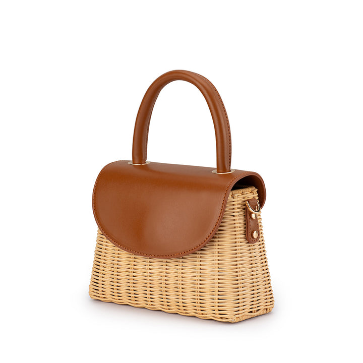 ELLE WICKER TOP HANDLE - TAN
