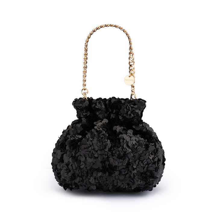 MATTIE SEQUIN POUCH - BLACK