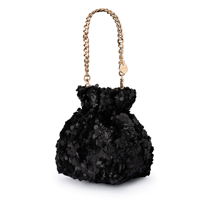 MATTIE SEQUIN POUCH - BLACK