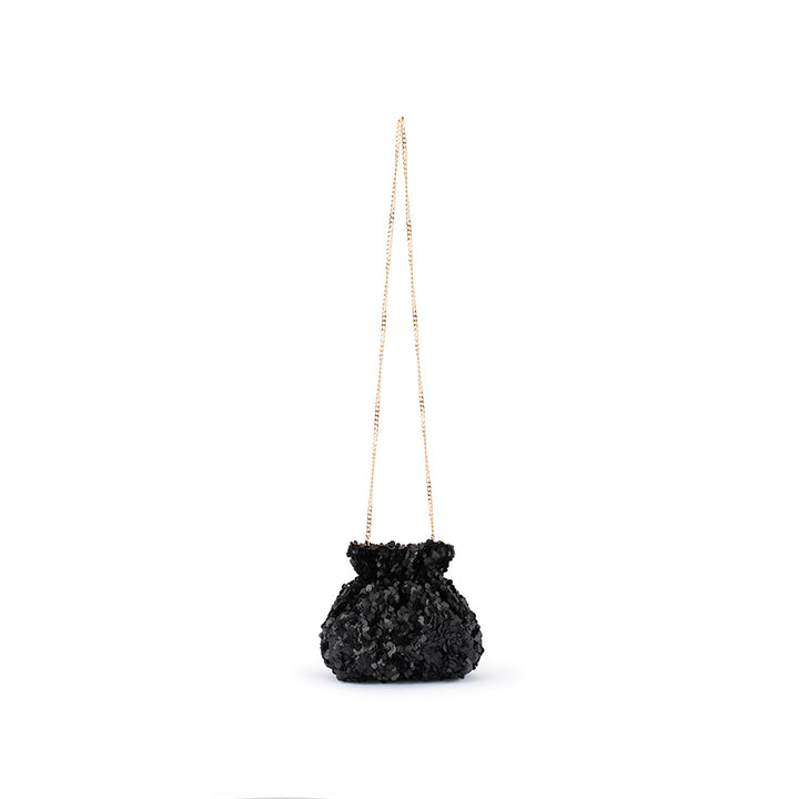 MATTIE SEQUIN POUCH - BLACK