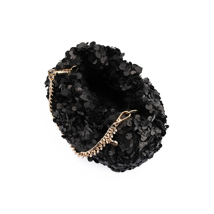 MATTIE SEQUIN POUCH - BLACK
