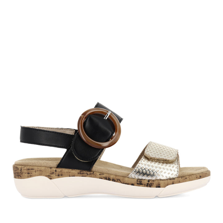 RACH R6853 - BEIGE-GOLD/BLACK LEATHER MULTI