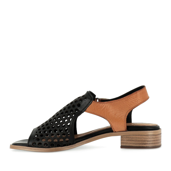 DENISE - BLACK/TAN MIX LEATHER