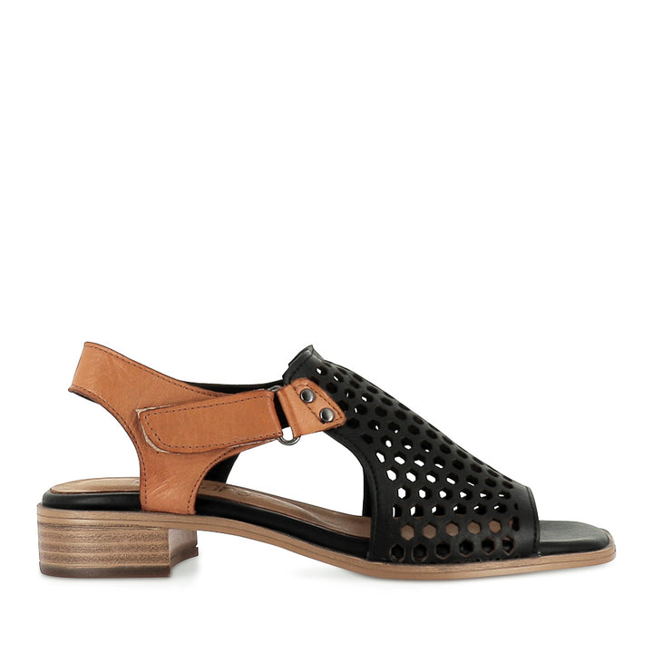 DENISE - BLACK/TAN MIX LEATHER