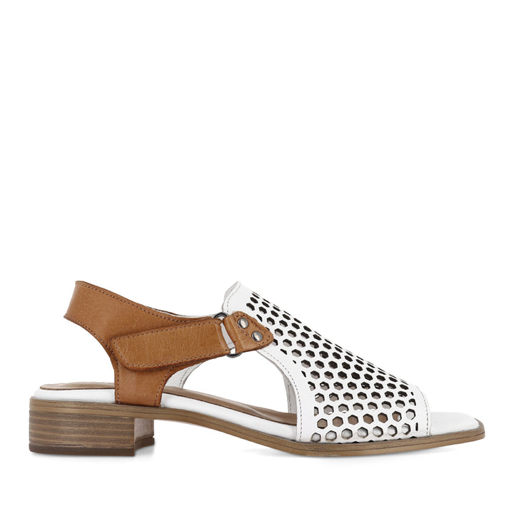 DENISE - WHITE TAN MIX LEATHER