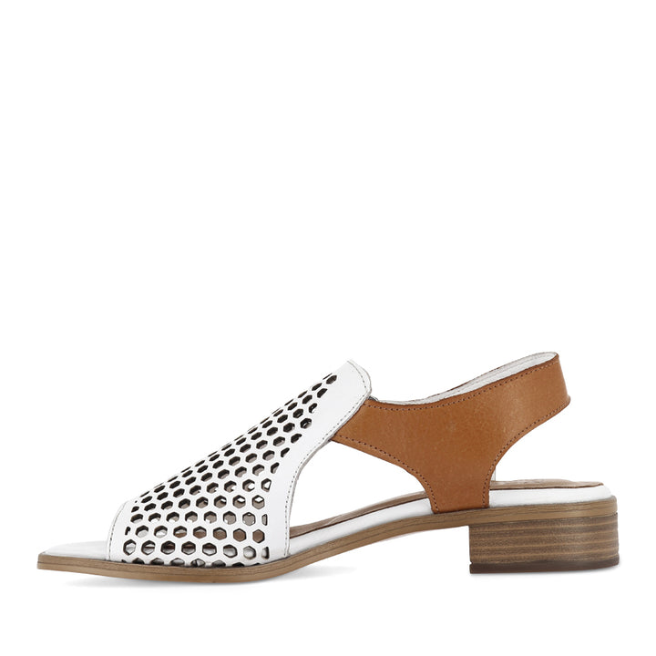 DENISE - WHITE TAN MIX LEATHER
