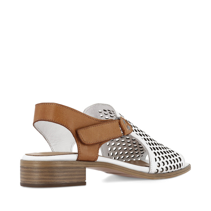 DENISE - WHITE TAN MIX LEATHER