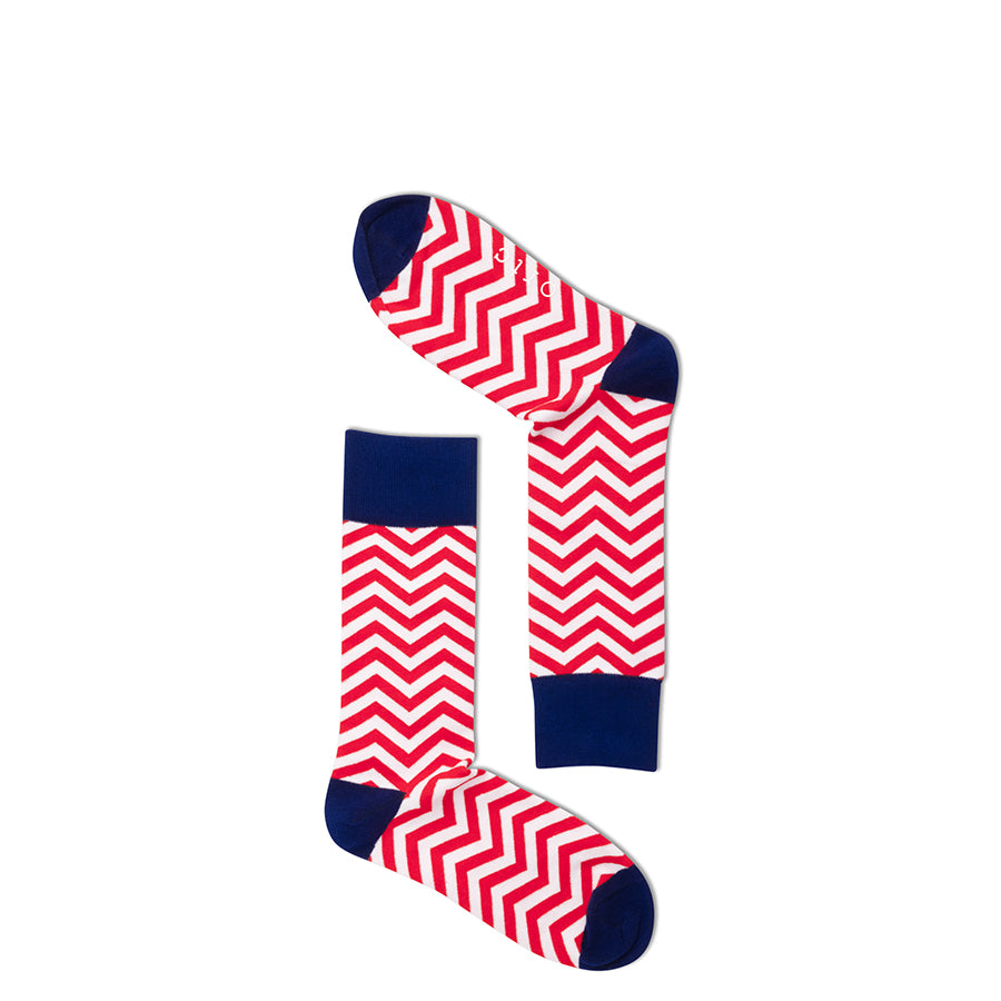 ZIG ZAG SOCKS - RED WHITE ZIG ZAG