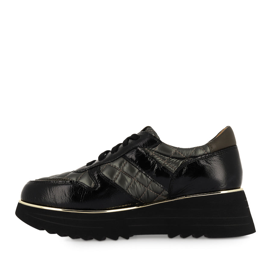 HELENA - BLACK PATENT / KHAKI NYLON
