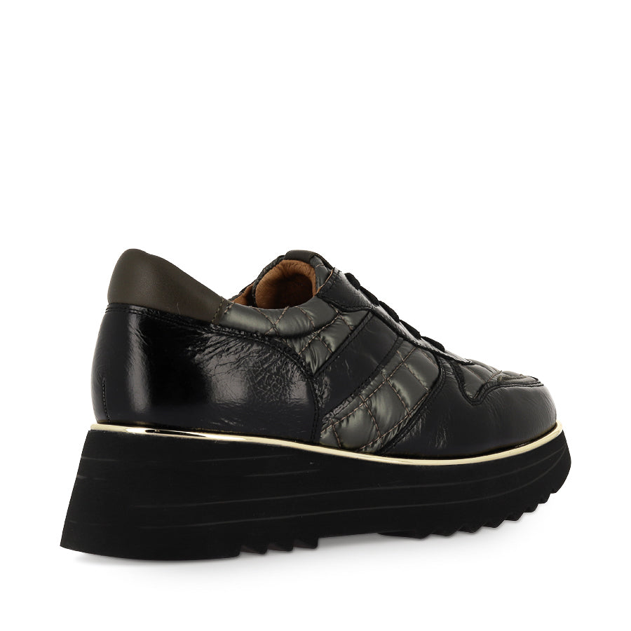 HELENA - BLACK PATENT / KHAKI NYLON