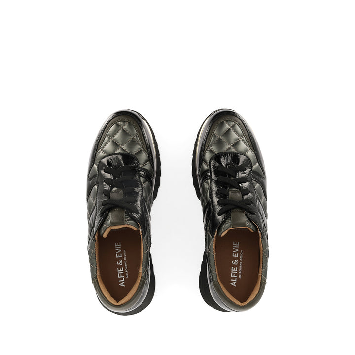 HELENA - BLACK PATENT / KHAKI NYLON