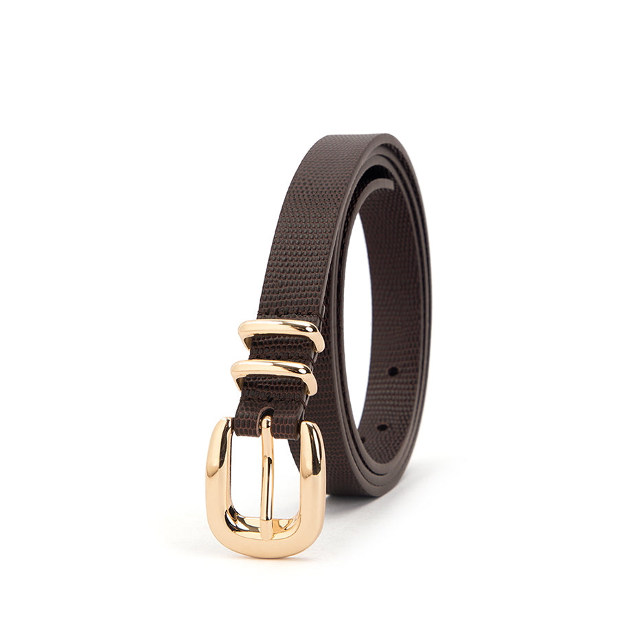 ADELE BELT - CHOCOLATE LIZARD LEATHER