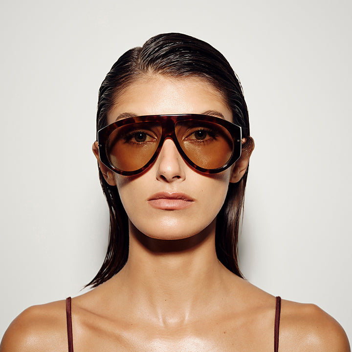 THE AMELIA - DARK HAVANA TORT-DARK YELLOW
