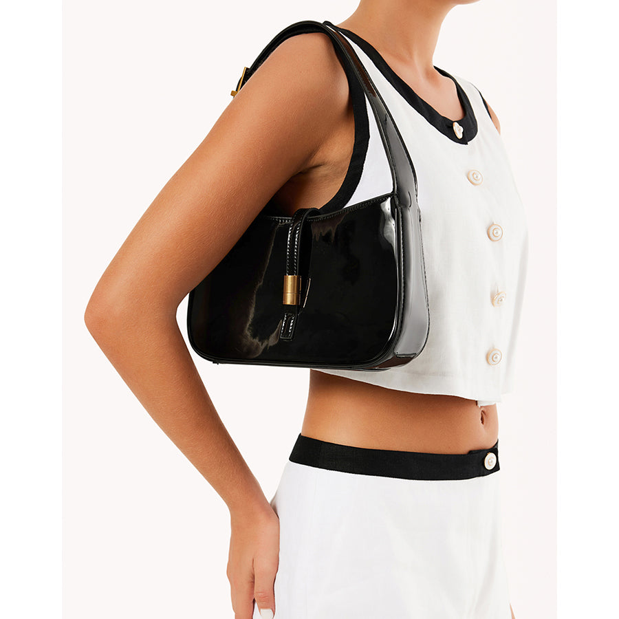 CLARA SHOULDER BAG - BLACK PATENT