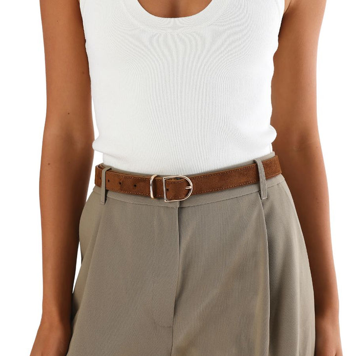 CYLLA BELT - TAN SUEDE-GOLD