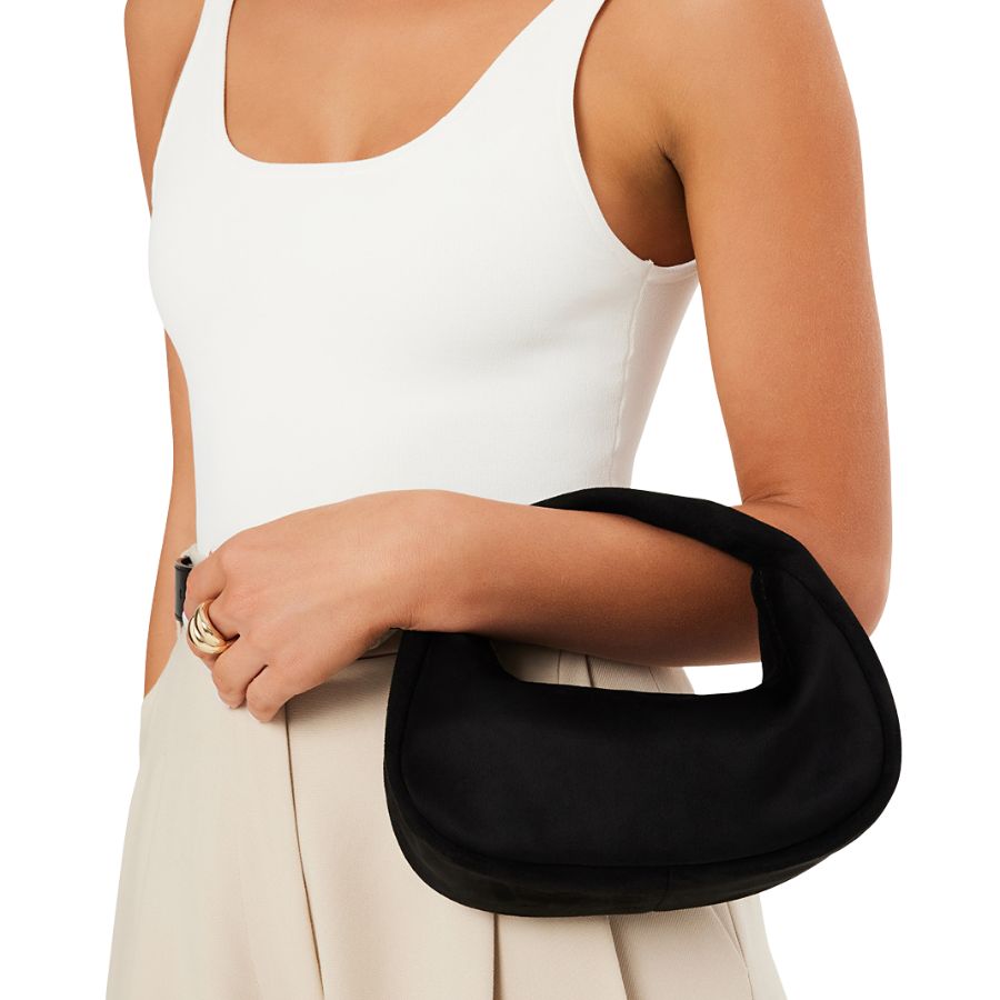 MAISIE HANDLE BAG - BLACK SUEDE