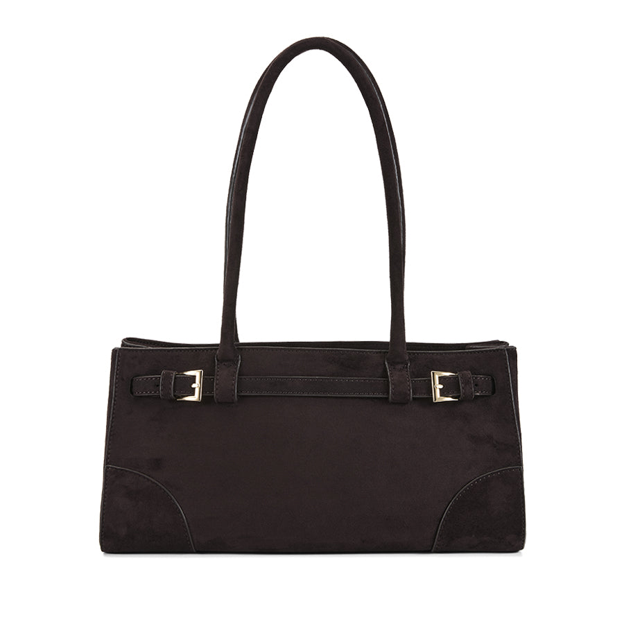 NADIA SHOULDER BAG - DARK CHOCOLATE SUEDE