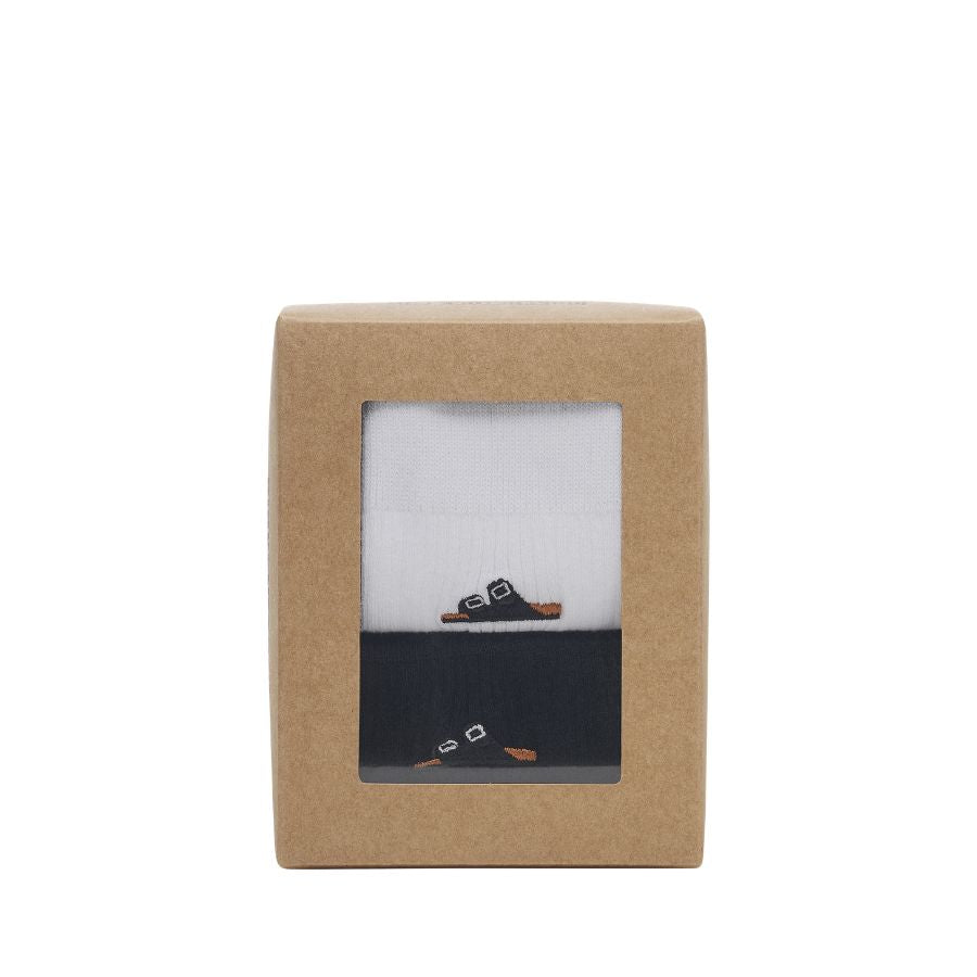 COTTON RIBBED SOCKS 2 PACK -  BLACK/WHITE