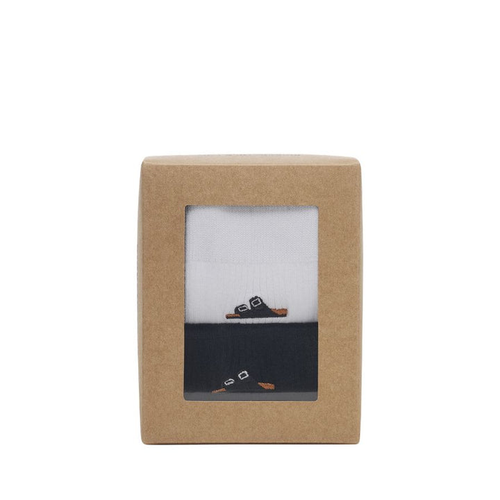 COTTON RIBBED SOCKS 2 PACK -  BLACK/WHITE