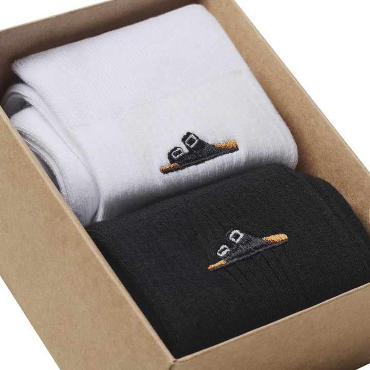 COTTON RIBBED SOCKS 2 PACK -  BLACK/WHITE