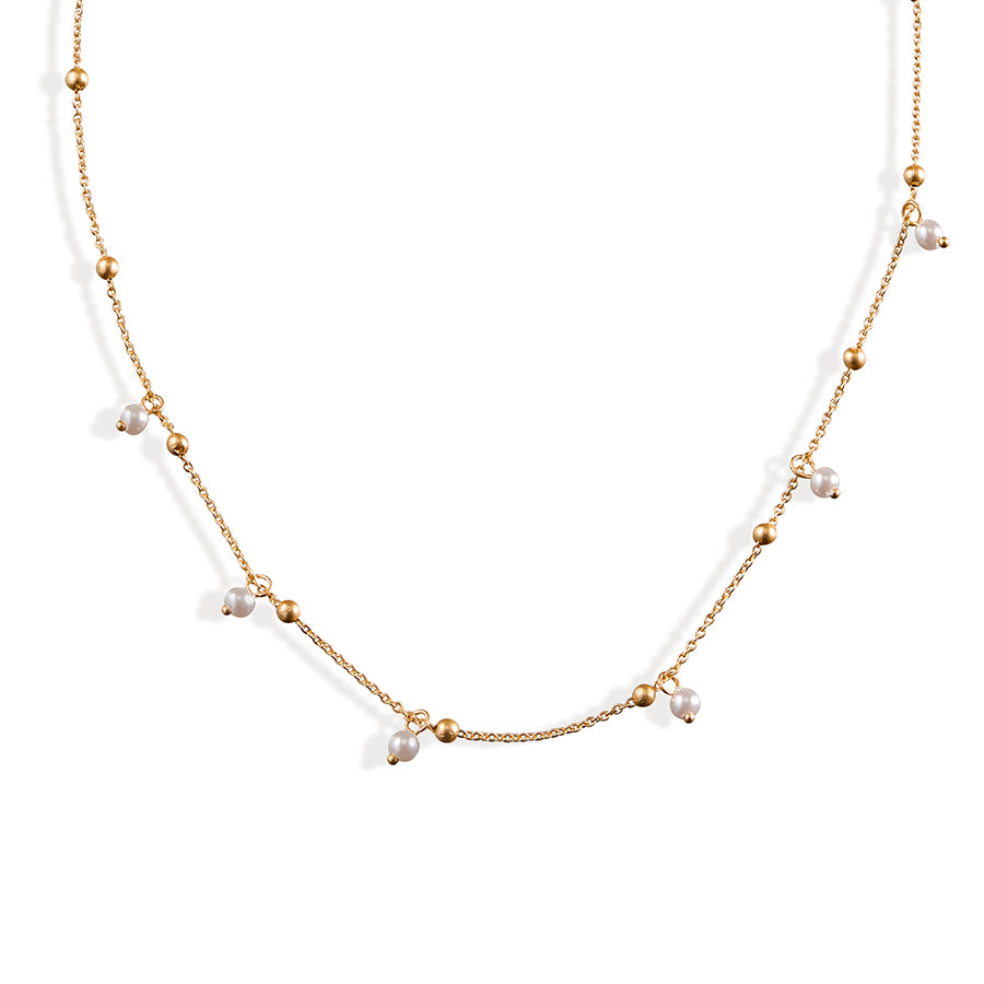 COLOMBINA NECKLACE SET - MATTE GOLD/PEARL