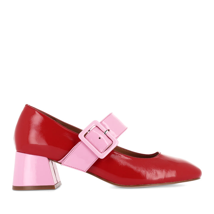 PAGODA - RED PATENT/PINK LEATHER