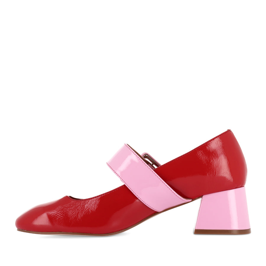 PAGODA - RED PATENT/PINK LEATHER