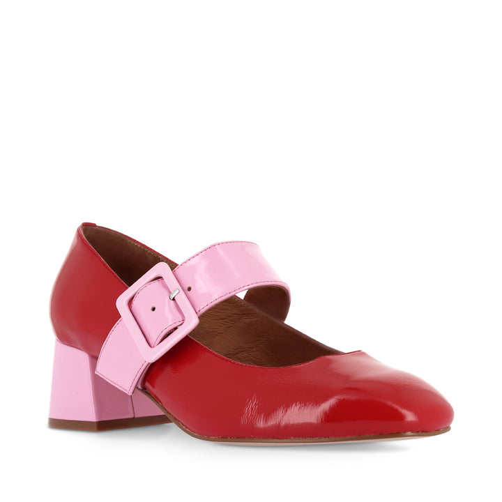 PAGODA - RED PATENT/PINK LEATHER