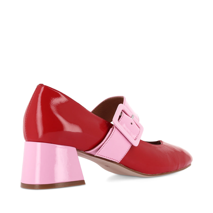 PAGODA - RED PATENT/PINK LEATHER