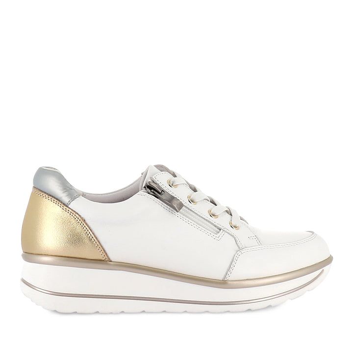 MEDAL - WHITE/GOLD LEATHER