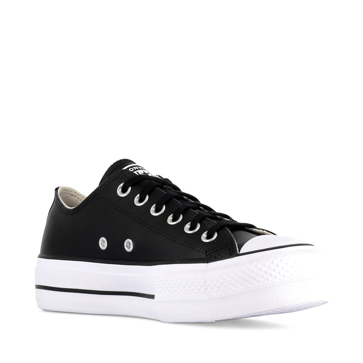 ALL STAR LIFT LOW LEATHER - BLACK BLACK WHITE