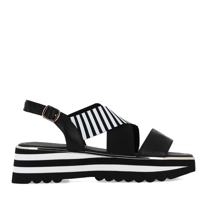 HUNTERS - BLACK LEATHER / BLACK WHITE ELASTIC