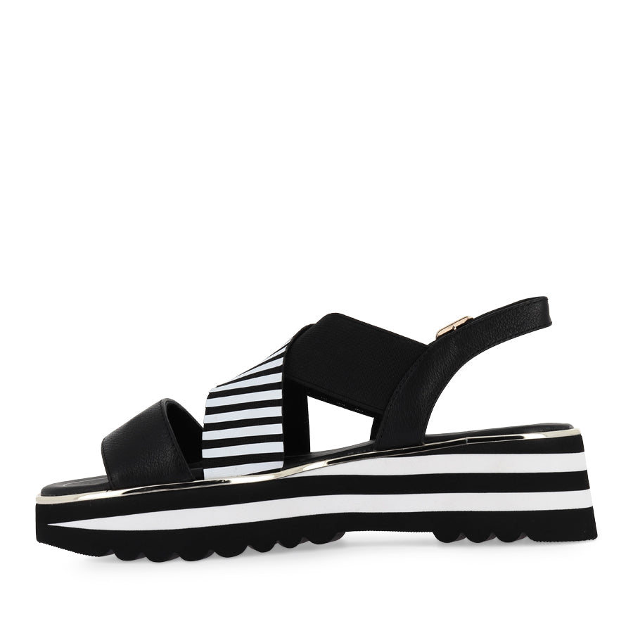 HUNTERS - BLACK LEATHER / BLACK WHITE ELASTIC