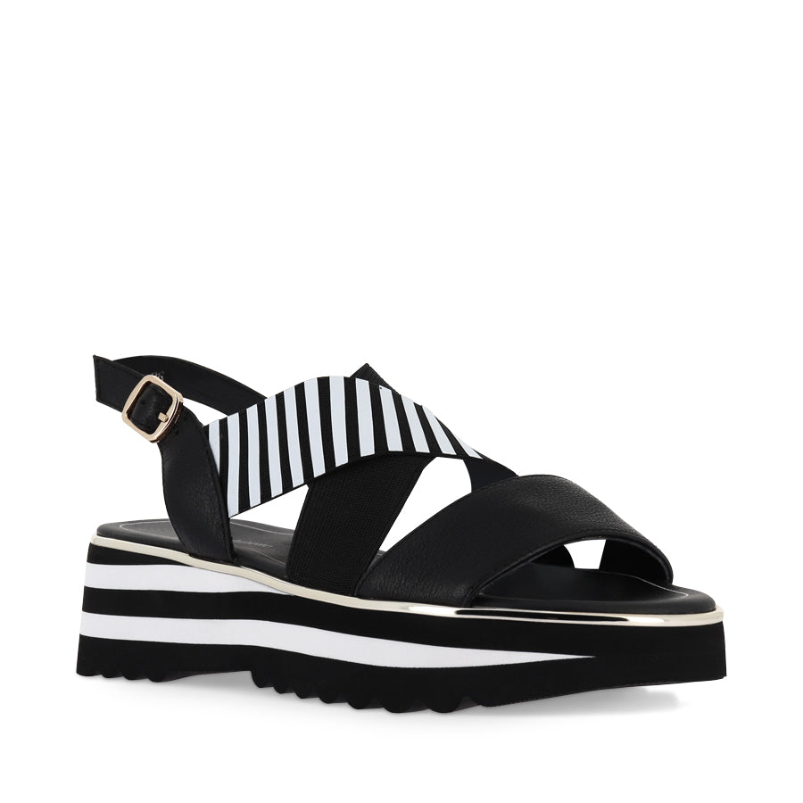 HUNTERS - BLACK LEATHER / BLACK WHITE ELASTIC