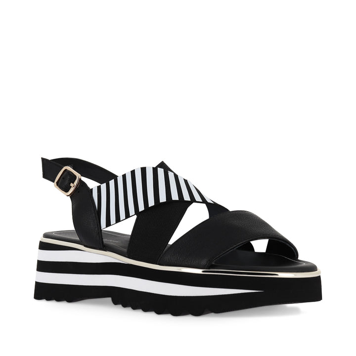 HUNTERS - BLACK LEATHER / BLACK WHITE ELASTIC