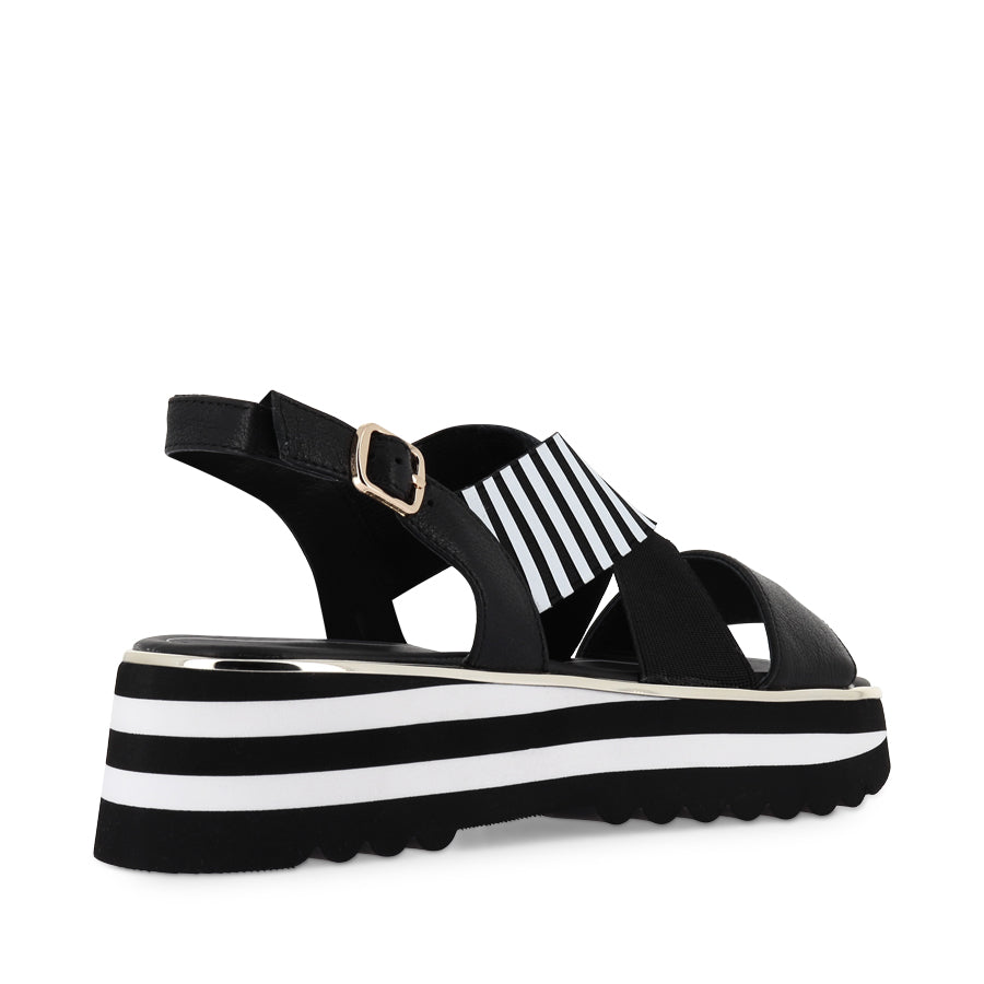 HUNTERS - BLACK LEATHER / BLACK WHITE ELASTIC