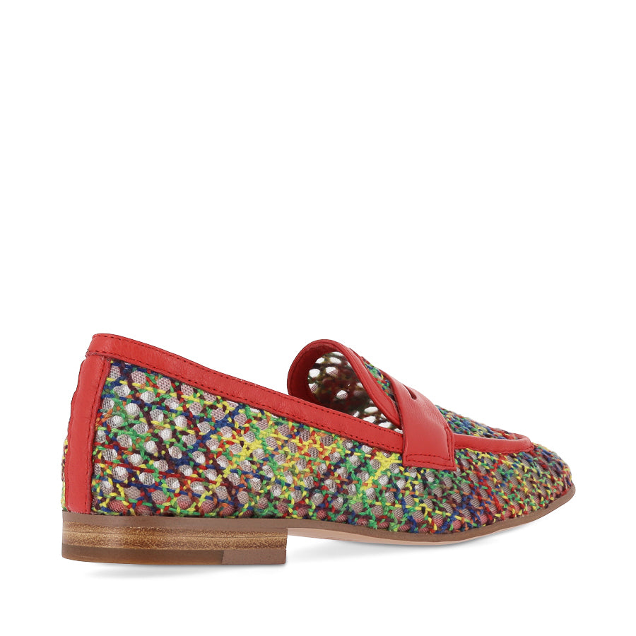 IRAS - BRIGHT MULTI RED RAFFIA LEATHER