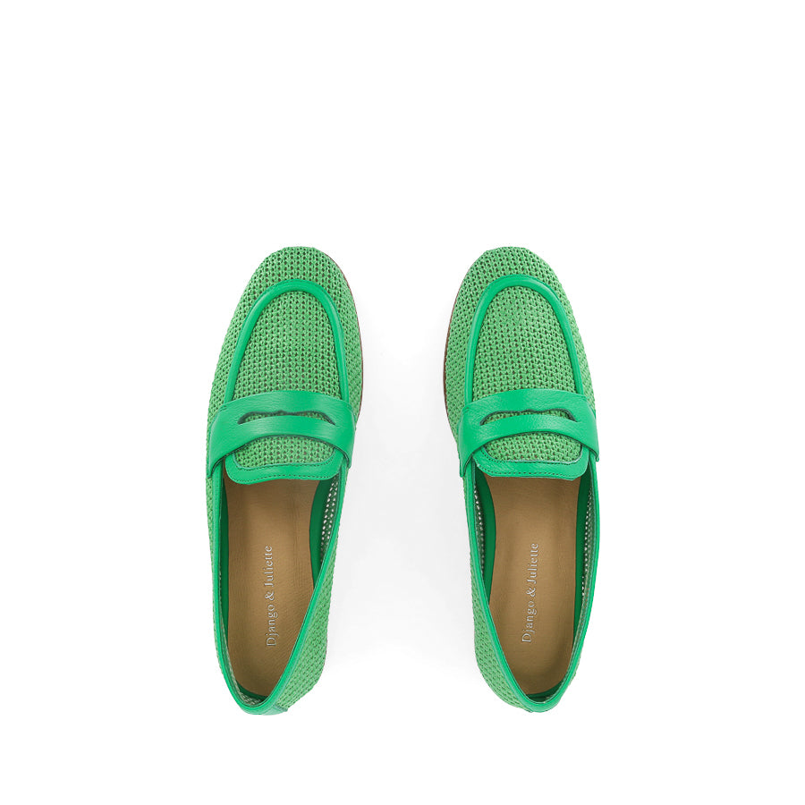 IRAS - EMERALD RAFFIA LEATHER