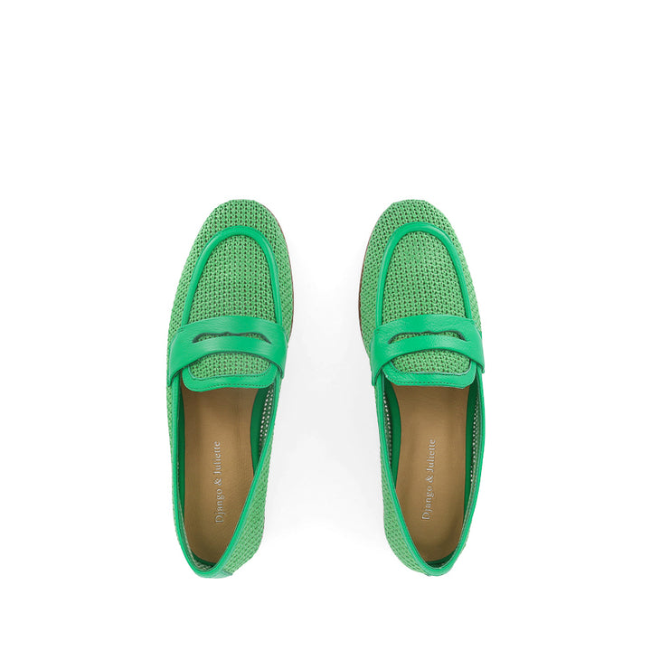 IRAS - EMERALD RAFFIA LEATHER
