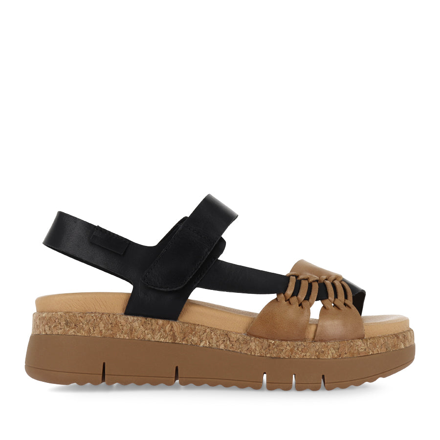 JAYEL - TAN BLACK LEATHER