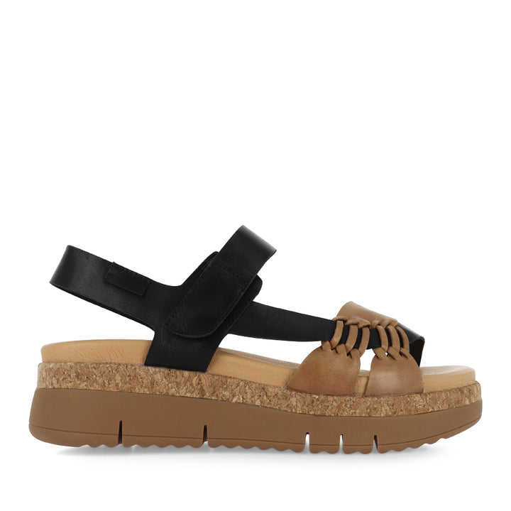 JAYEL - TAN BLACK LEATHER